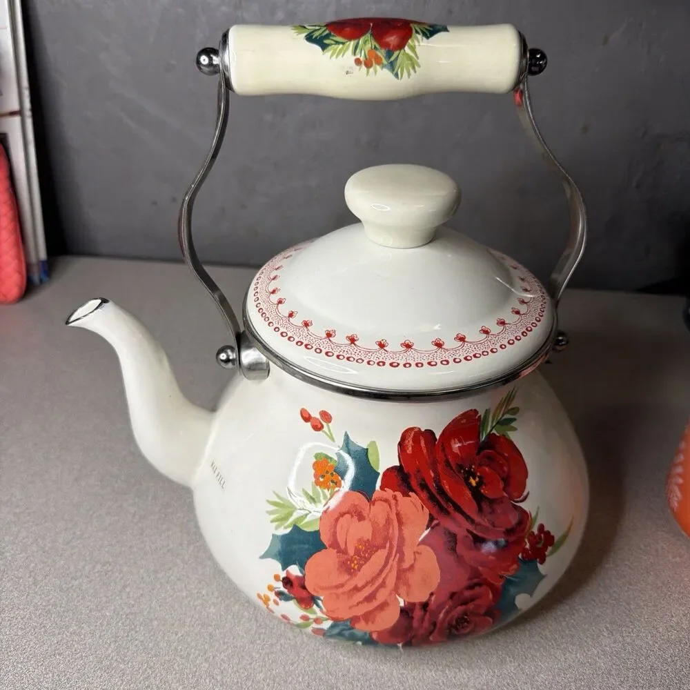 The Pioneer Woman Cheerful Rose Enamel Steel 1.9 Quart Tea Kettle (PLEASE READ)